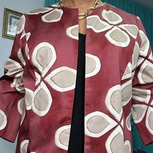 Printed Open Split Sleeve Cropped Jacket
